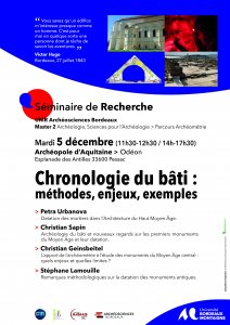 Séminaire sur la chronologie du bâti du 05/12/2023